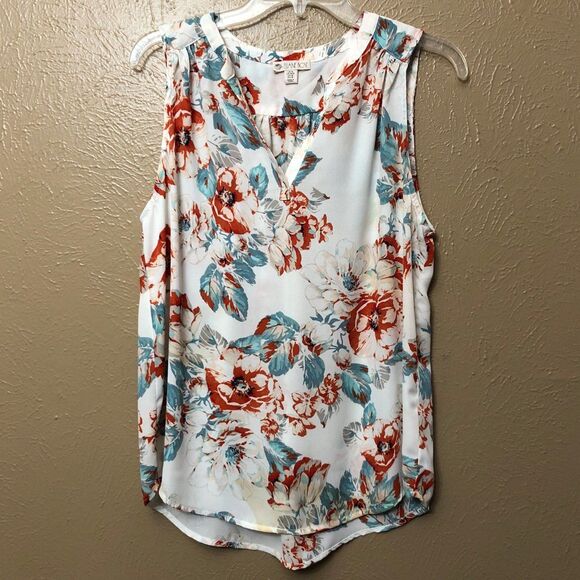 Elaine Rose Floral Blouse Size Medium Sleeveless Top - Picture 5 of 7